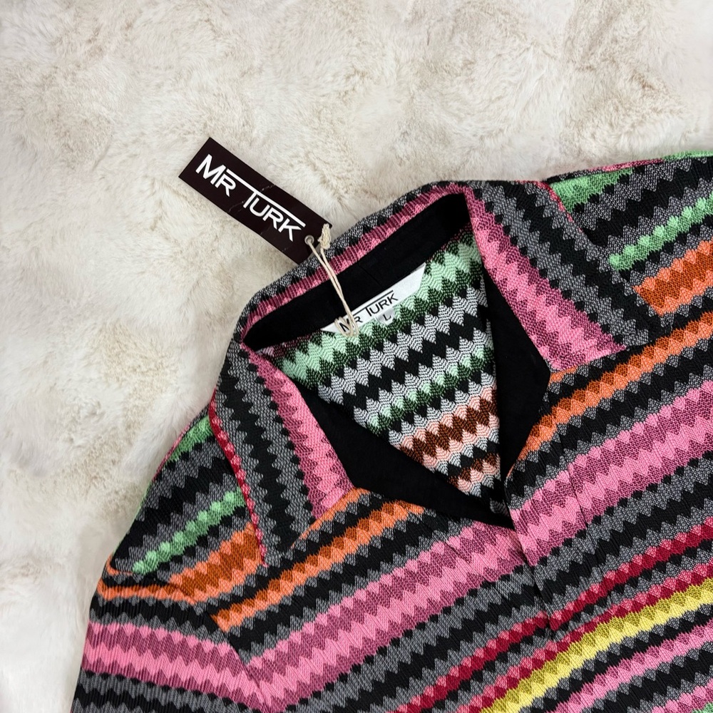 Mr. Turk Chevron striped polo in multicolor - L nwt